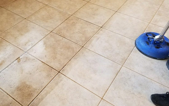 tile being cleaned at a house